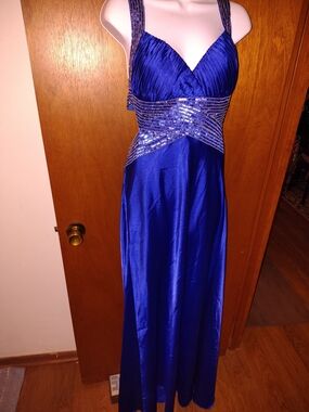 Candie's Royal Blue Sequin Bodice Formal Dress